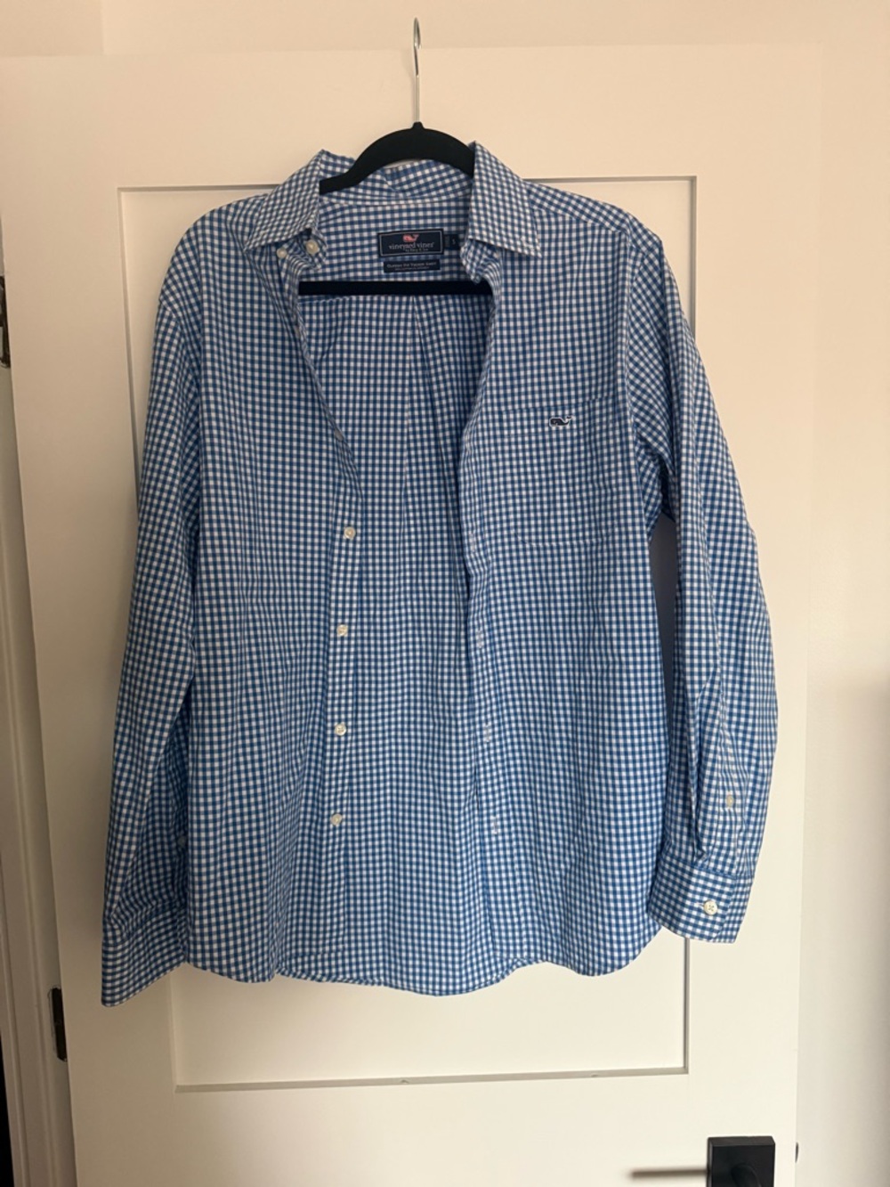 Vineyard Vines Light Blue and White Gingham Button-Down Shirt